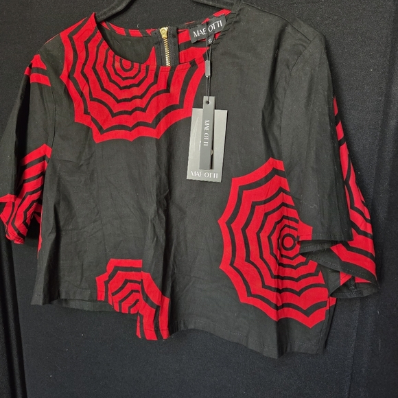 Mae Otti Women's Black and Red Top XL - Picture 1 of 6